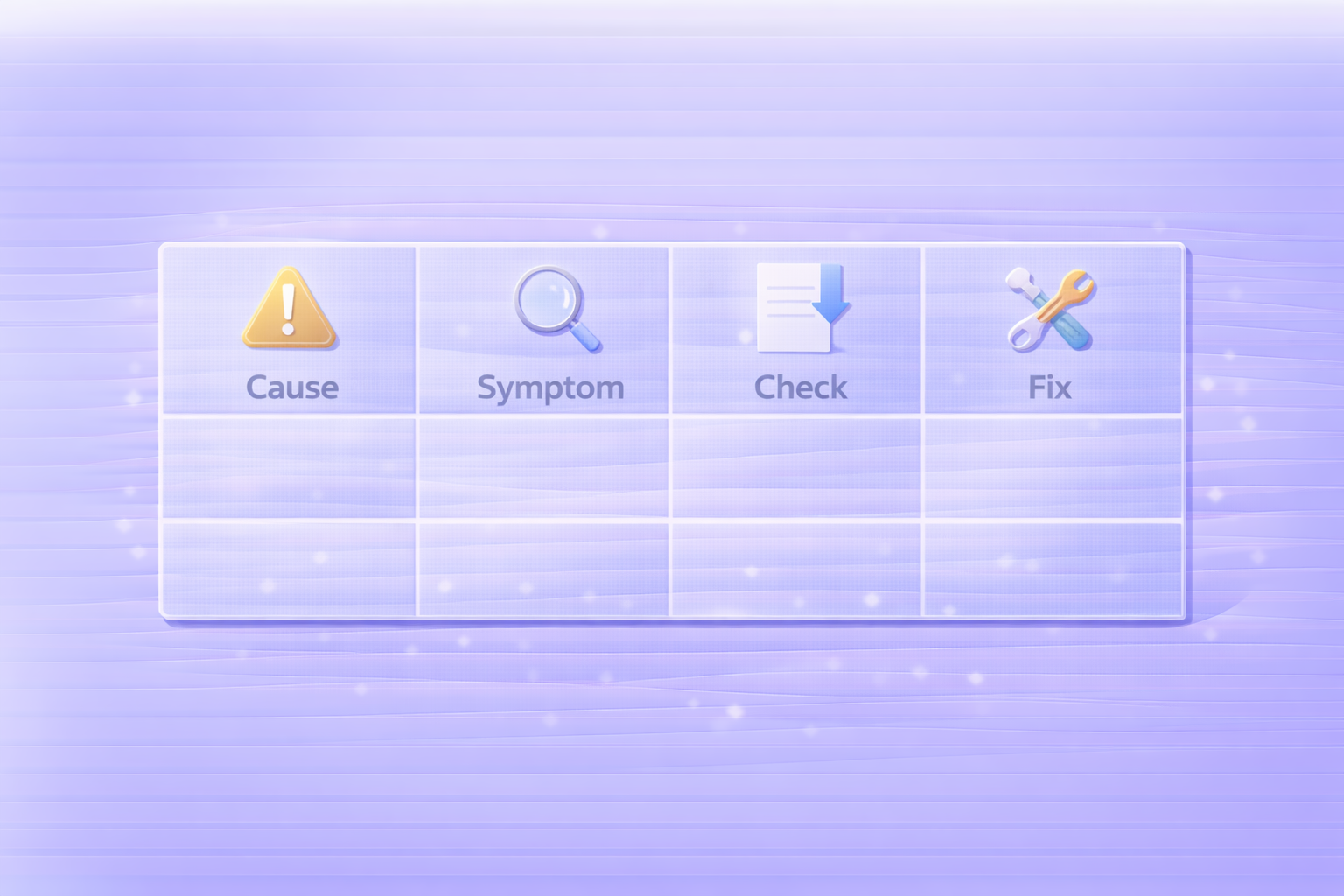 原因別の比較表（Cause / Check / Fix）